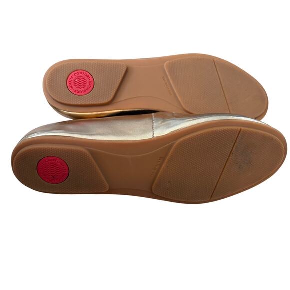FitFlop Shoes Womens 8 Gold Metallic Leather Loafers Lena Slip On Casual Flats - Picture 7 of 8